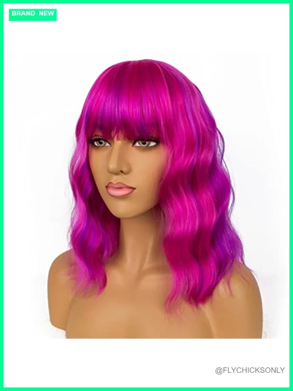 Short Bob Wig with Bangs Loose Wavy Synthetic Heat Resistant Fiber Costume Wig